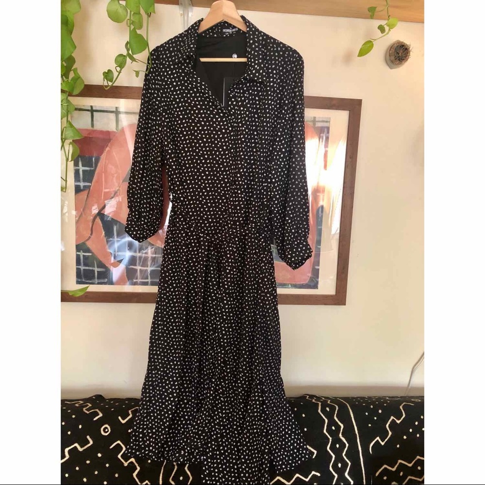 Fashion Union midi shirt dress in smudge spot